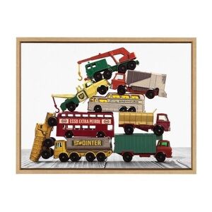 Vintage stacked matchbox cars canvas wall art